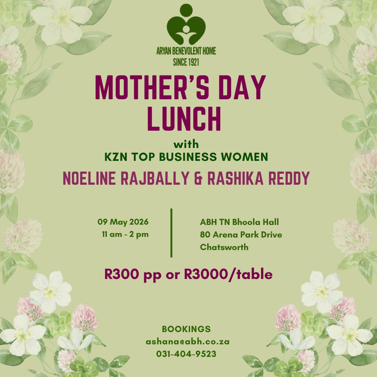 Book or Sponsor a Table at our Mother's Day Fundraising Lunch